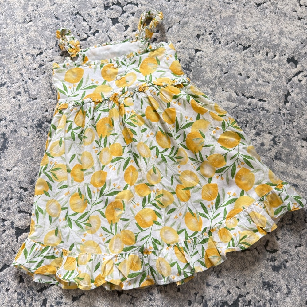 Cynthia Rowley Yellow Lemon Print Kids Dress